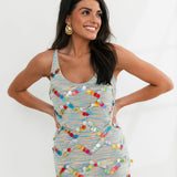 Rainbow Knit Zig Zag Pailette Tank Midi Dress | Queen Of Sparkles