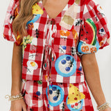 Red & White Checkered Picnic Cotton Short | Queen Of Sparkles