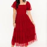 Mylee Textured Midi Dress | Red