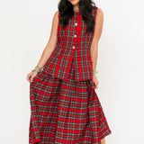 Officially Christmas Plaid Skirt | Red