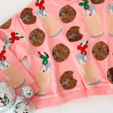 KIDS Light Pink Milk & Cookies Sweatshirt | Queen Of Sparkles