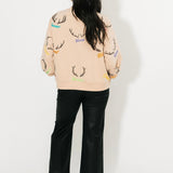 Tan Reindeer Name & Antlers Sweatshirt