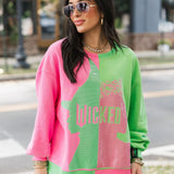 Licensed Green & Pink Colorblock Character Profile 'Wicked' Sweatshirt | Queen Of Sparkles