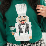 Dark Green Caviar Serving Nutcracker Sweatshirt | Queen Of Sparkles