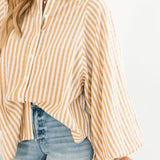 Striped Button Down Shirt | Camel