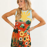 Multi Farm With Knit Sunflowers Tank Dress | Queen Of Sparkles