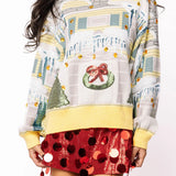Yellow Trim Griswold House W/Wreath On Door Sweater | Queen Of Sparkles