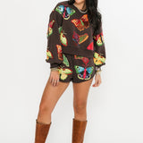 Brown & Neon Butterfly Short | Queen Of Sparkles