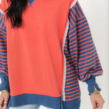 Good Vibes Stripe Crew | Coral