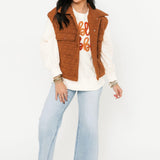 Quilted Button Down Vest | Copper