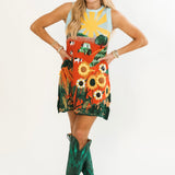 Multi Farm With Knit Sunflowers Tank Dress | Queen Of Sparkles