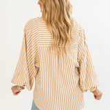 Striped Button Down Shirt | Camel