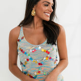 Rainbow Knit Zig Zag Pailette Tank Midi Dress | Queen Of Sparkles