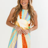 Rainbow Sunshine Burst Sequin Tank Dress | Queen Of Sparkles
