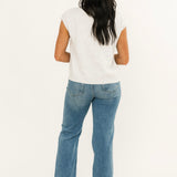 Happi Pintuck Flare Jeans | Med Light Wash