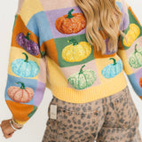 Pastel Colorblock Pumpkin Button Up Cardigan | Queen Of Sparkles