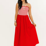 Summer Stripes Maxi Dress | Red