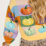 Pastel Colorblock Pumpkin Button Up Cardigan | Queen Of Sparkles