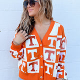 Orange & White Tennessee Checkered Cardigan | Queen Of Sparkles