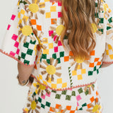 White Multi Checkered Sun Top | Queen Of Sparkles