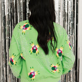 Neon Green Fuzzy Spider & Web Sweatshirt | Queen Of Sparkles