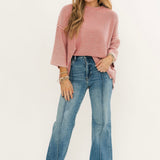 Happi Pintuck Flare Jeans | Med Light Wash