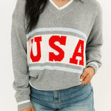 USA Varsity V Neck Sweater