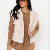 Quilted Button Down Vest | Ecru