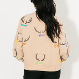 Tan Reindeer Name & Antlers Sweatshirt