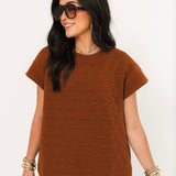 Quilted Short Sleeve Top | Rust