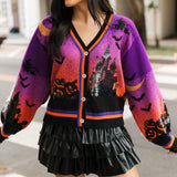 Purple Halloween Scene Cardigan | Queen Of Sparkles