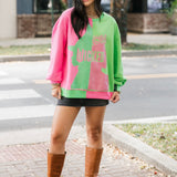 Licensed Green & Pink Colorblock Character Profile 'Wicked' Sweatshirt | Queen Of Sparkles
