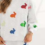 Grey Multi Bunny Sweatshirt | Queen Of Sparkles