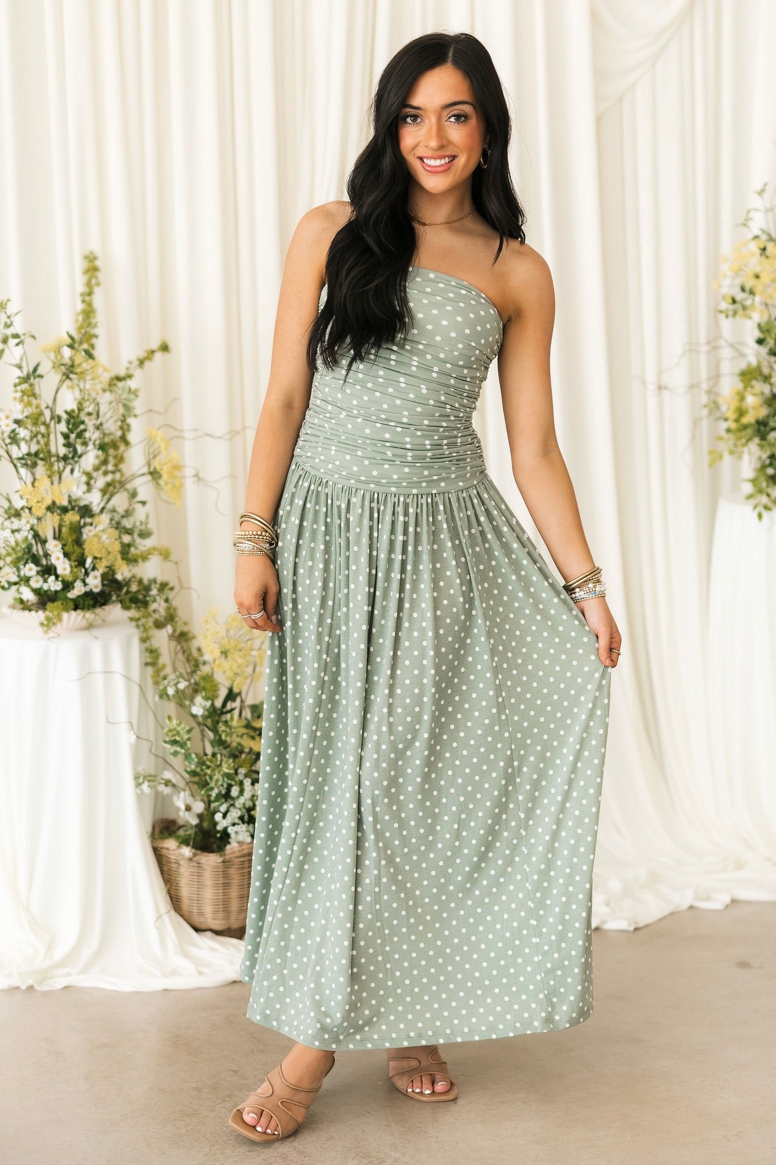 Dot Girl Polka Dot Maxi Dress | Ruched Bodice | Lexi Jade's Lexi Jade's Dot Girl Polka Dot Maxi Dress | Ruched Bodice | Lexi Jade's Lexi Jade's