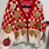 Red & White Checkered Apple Pie Button Up Cardigan | Queen Of Sparkles