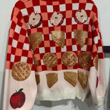 Red & White Checkered Apple Pie Button Up Cardigan | Queen Of Sparkles