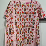 Light Pink Cotton Nutcracker & Candy Cane Short Sleeve Dress | Queen Of Sparkles