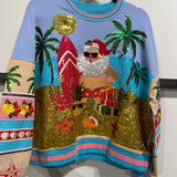 Multi Vintage Vacation Santa Sweatshirt | Queen Of Sparkles