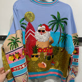 Multi Vintage Vacation Santa Sweatshirt | Queen Of Sparkles