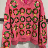 Hot Pink Multi Wreaths Sweatshirt | Queen Of Sparkles