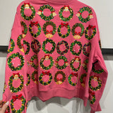 Hot Pink Multi Wreaths Sweatshirt | Queen Of Sparkles