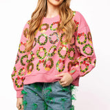 Hot Pink Multi Wreaths Sweatshirt | Queen Of Sparkles