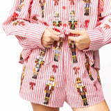 Red Stripe Scattered Nutcracker & Bow Cotton Short | Queen Of Sparkles