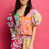 Colorblock Abstract Cotton Short | Queen Of Sparkles