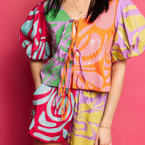 Colorblock Abstract Cotton Short | Queen Of Sparkles