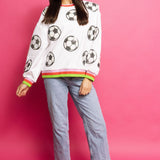 White Soccer Sweatshirt | Queen Of Sparkles