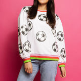 White Soccer Sweatshirt | Queen Of Sparkles