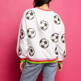 White Soccer Sweatshirt | Queen Of Sparkles