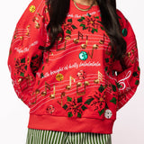 Red Christmas Music Notes Sweatshirt