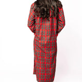 Red & Green Plaid Feather Sleeve Button Up Midi Dress | Queen Of Sparkles
